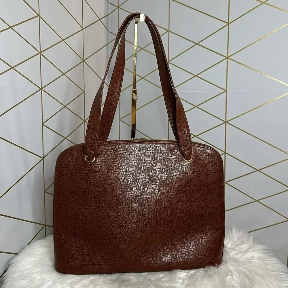 💯Authentic Chanel Caviar Double Zipped Handbag🍀